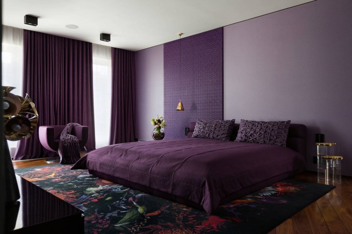 Purple interior design bedroom