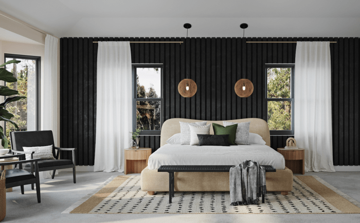 Black wall bedroom design